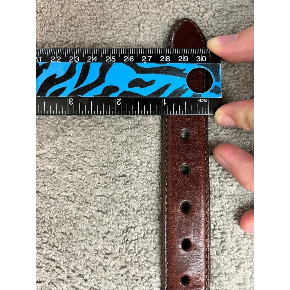 Southern Tide Mens Canvas Leather Skipjack Fish Belt Brown Tan Brass Buckle 36